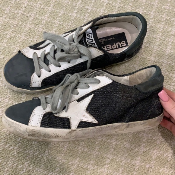GOLDEN GOOSE GRAY DENIM SUPERSTAR SNEAKERS - Picture 3 of 8